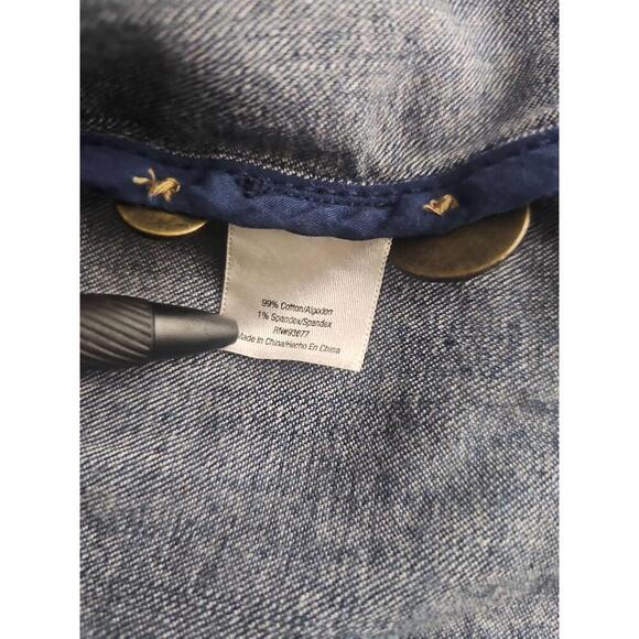 St John's Bay Blue Denim Jacket XL 5-Button Pocket Flaps Collarless - Picture 8 of 8